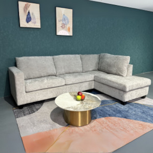 Modular Sofa: Ganley Modular Light Grey Right Chaise Lounge Suite