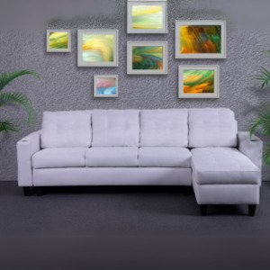 'Ostro' Reversible Corner Sofa With Cup Holder (Beige)