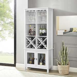 Display Cabinet Sideboard: Rustic Wine and Liquor Cabinet White