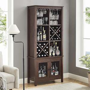 Display Cabinet Sideboard: Rustic Wine and Liquor Cabinet Walnut