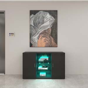 Display Cabinet Sideboard: Zara Black RGB LED Lighting Side Table