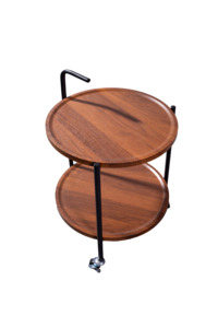 Kitchen Trolley: Two-Tier Wooden Mobile Cart