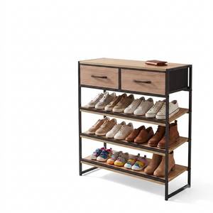Shoe Cabinet: Metro Iron & Wood 5-Tier Shoe Rack