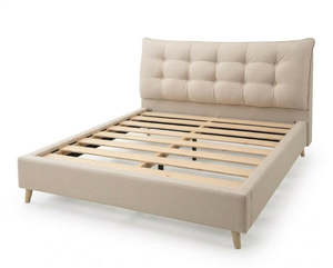 Bed Frames And Bases: Mason Tufted Bed Frame - Super King Beige