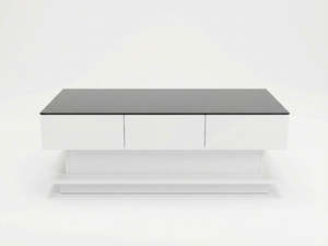 Top Selling: Nova 100cm Black Glass Top Coffee Table - Black and White