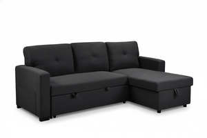 Hogan Button Sofa Bed Velvet Black