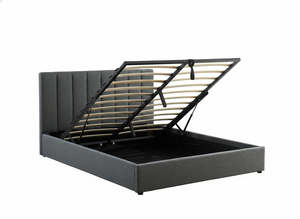 Double Bed Frame Base: Nami Storage Bedframe Grey Double