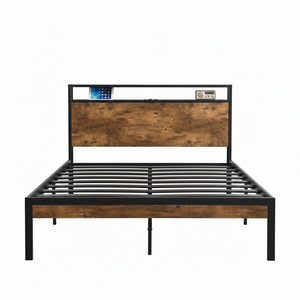 Double Bed Frame Base: Platform Bed Frame With USB Ports Double