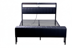 Double Bed Frame Base: Dalton Black Platform Bedframe Double