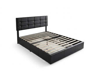 Queen Bed Frame Base: Harlow Bed Frame with Storage Drawers Queen