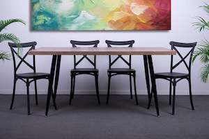Dining Sets: Flow Dining Table + Polypropylene Provincial Crossback Chair*4