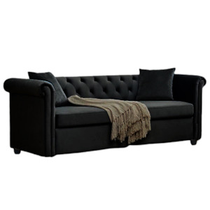 Gaara Velvet 3 Seater Sofa Black