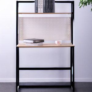 Computer Desk: Garin desk with shelf Black Frame