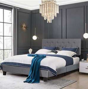 Nixon Bed Frame Light Grey Queen