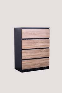 Top Selling: Woodsy Chest of 4 Drawers Black + Oak