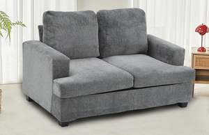 4 Seater Couches: Chenille Dark Grey 2 Seater Sofa