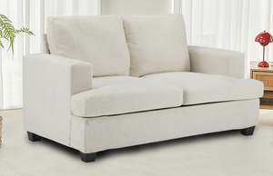 4 Seater Couches: Chenille Beige 2 Seater Sofa