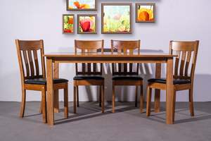 Kaido Dining Table + 4 Chairs Set Light Oak