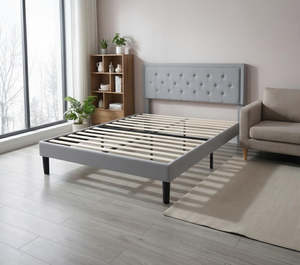 Miro Bed Fram Light Grey Queen
