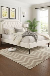 Eltham Bedframe Beige Velvet Queen