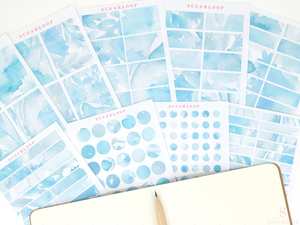 Color Palette Deco Stickers for Journals & Planners: Blue Foliage