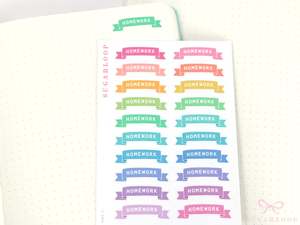 Homework Planner and Journal Header Sticker Labels