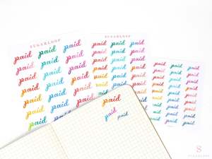 Bill Paid Script Bujo Planner Stickers: Various Sizes
