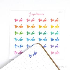 Header Titles Strips: To Do Brush Lettering Script Header Bujo Planner Stickers: Rainbow