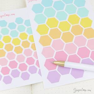 Hexagon Pastel Bujo Planner Stickers: 0.5in (12mm) 0.75in (19mm)