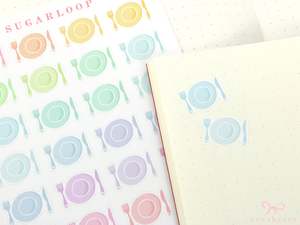 Icons Doodles: Pastel Meal Plan Planner and Journal Stickers: Dine Out
