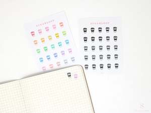 Coffee Icon Bujo Planner Stickers: Rainbow or Neutral