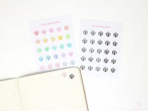 Gift Present Icon Bujo Planner Stickers: Rainbow or Neutral
