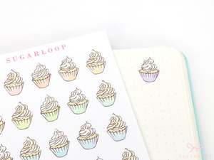 Events Celebrations: Cute Birthday Cupcakes Reminder Stickers for Planners
