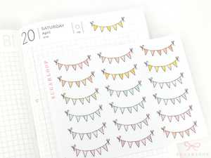 Pastel Bunting Flag Planner Stickers for Birthday & Celebration Planning