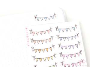 Pastel Bunting Flag Planner Stickers for Birthday & Celebration Planning