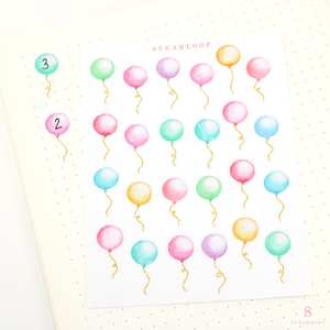 Cute Balloon Planner and Journal Stickers: Faux Glittery Strings