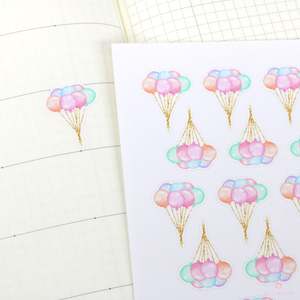Watercolor Balloon Bunch Birthday Celebration Bujo Planner Stickers
