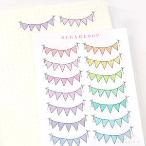 Events Celebrations: Daily Bunting Bujo Planner Stickers: Pastel Rainbow