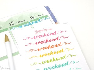 Weekend Bunting Bujo Planner Stickers: 2in (50 mm) 2.5in (60 mm) 3.25in (82 mm)