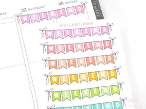 Weekend Bunting Bujo Journal Planner Stickers: 3in (76 mm) Wide