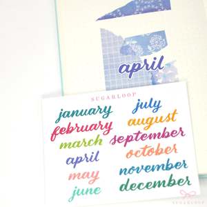 Months of The Year Bujo Planner Stickers: 1.5in (38mm) 2.5in (65 mm) 3.5in (90 mm)