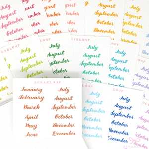 Months of The Year Planner Bujo Planner Stickers: 1.5in (38mm) 2in (50 mm) 24 Colors