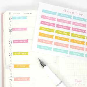 Days of The Week Flag Journal & Planner Stickers: 1 inch (24 mm)
