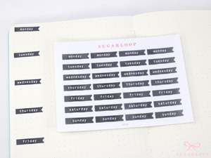 Days of The Week Flag Bujo Planner Stickers: 1 inch (24 mm)