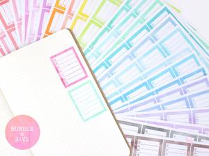 Dots To Do Checklists: Full Box Checklist Bujo Planner Stickers: 27 Watercolors
