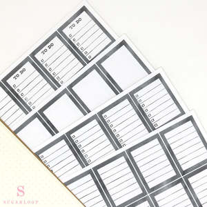 Full Box Checklist Bujo Planner Stickers  Neutral Black