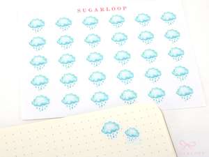 Rain Watercolor Weather Bujo Planner Stickers