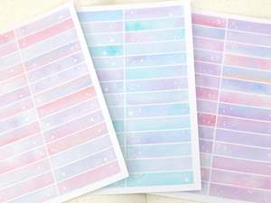 Header Titles Strips: Whimsical Watercolor Moon & Stars Planner Stickers: 6 mm tall strips