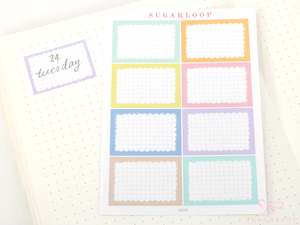New Releases: Whimsical Grid Scalloped Half Box Frame Planner and Journal Stickers