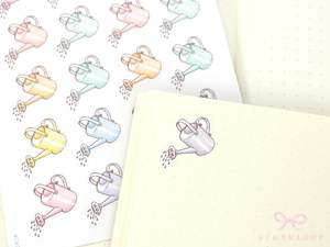 Icons Doodles: Watering Can Planner and Journal Stickers: Gardening, Pot Plant, Chore Icons